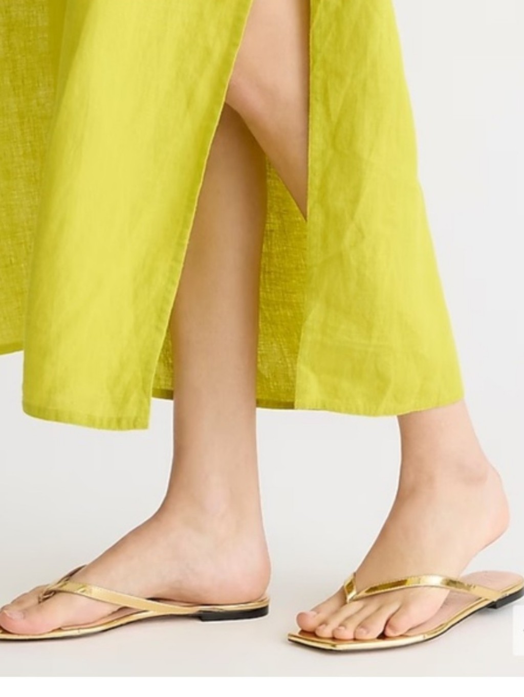 J. Crew Metallic Gold Square-Toe Thong Sandals